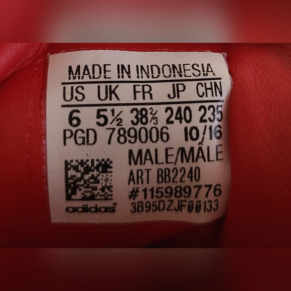 Adidas SUPERSTAR Red & White 3 Stripe Men Sz 6, Wom Sz 7 Low Top Cap Toe #BB2240 - Picture 9 of 11